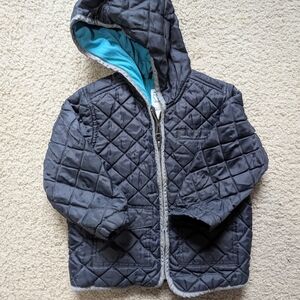 Old Navy Dark Gray Kids Puffer Jacket with Teal Lining